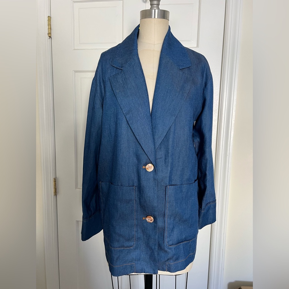 Zara denim / chambray blue oversized chore jacket